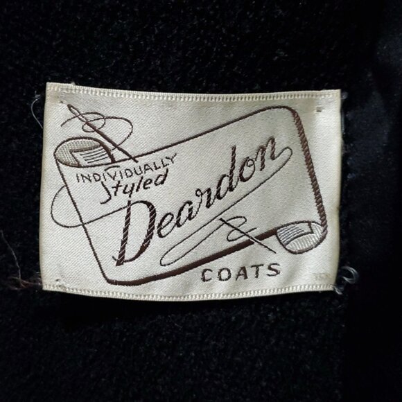 VINTAGE DEARDON BLACK LONG COAT WITH FUR COLLAR AND TRIM - Picture 10 of 16